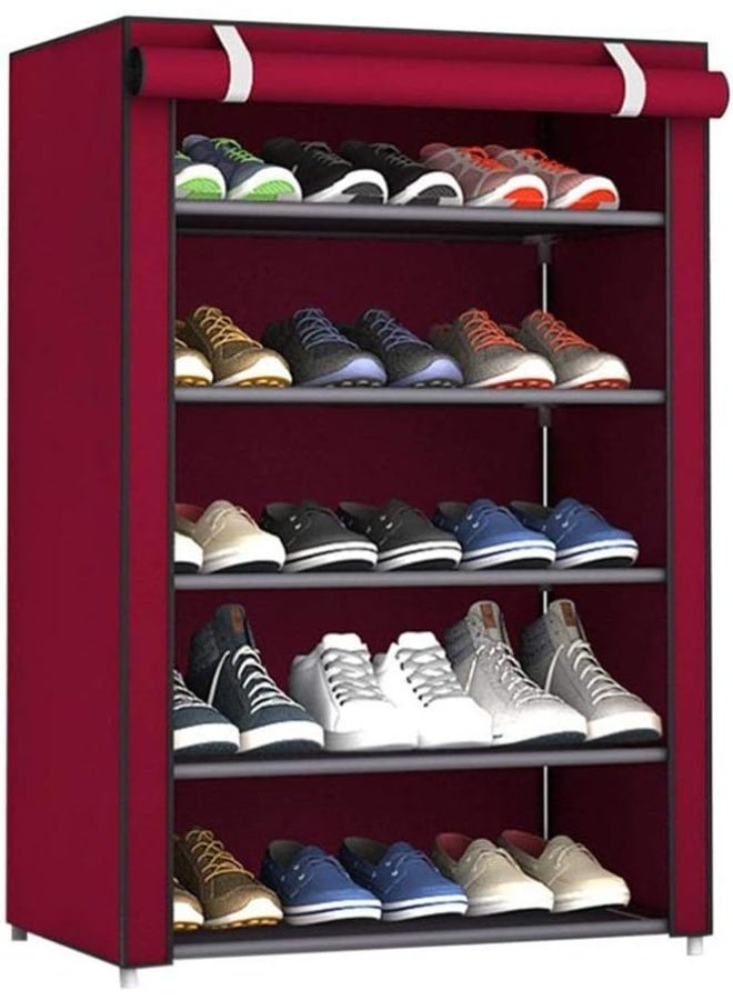 LOWHAT Rack - 5-layer Easy to assemble Shoe Rack Cabinet, Waterproof, Dustproof And Lightweight, Large capacity Shoe Cabinet Storage With Dust Cover - Image 1